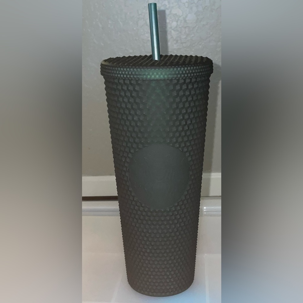 STARBUCKS DARK GREEN MATTE JELLY STUDDED VENTI 24oz TUMBLER COLD CUP NWT